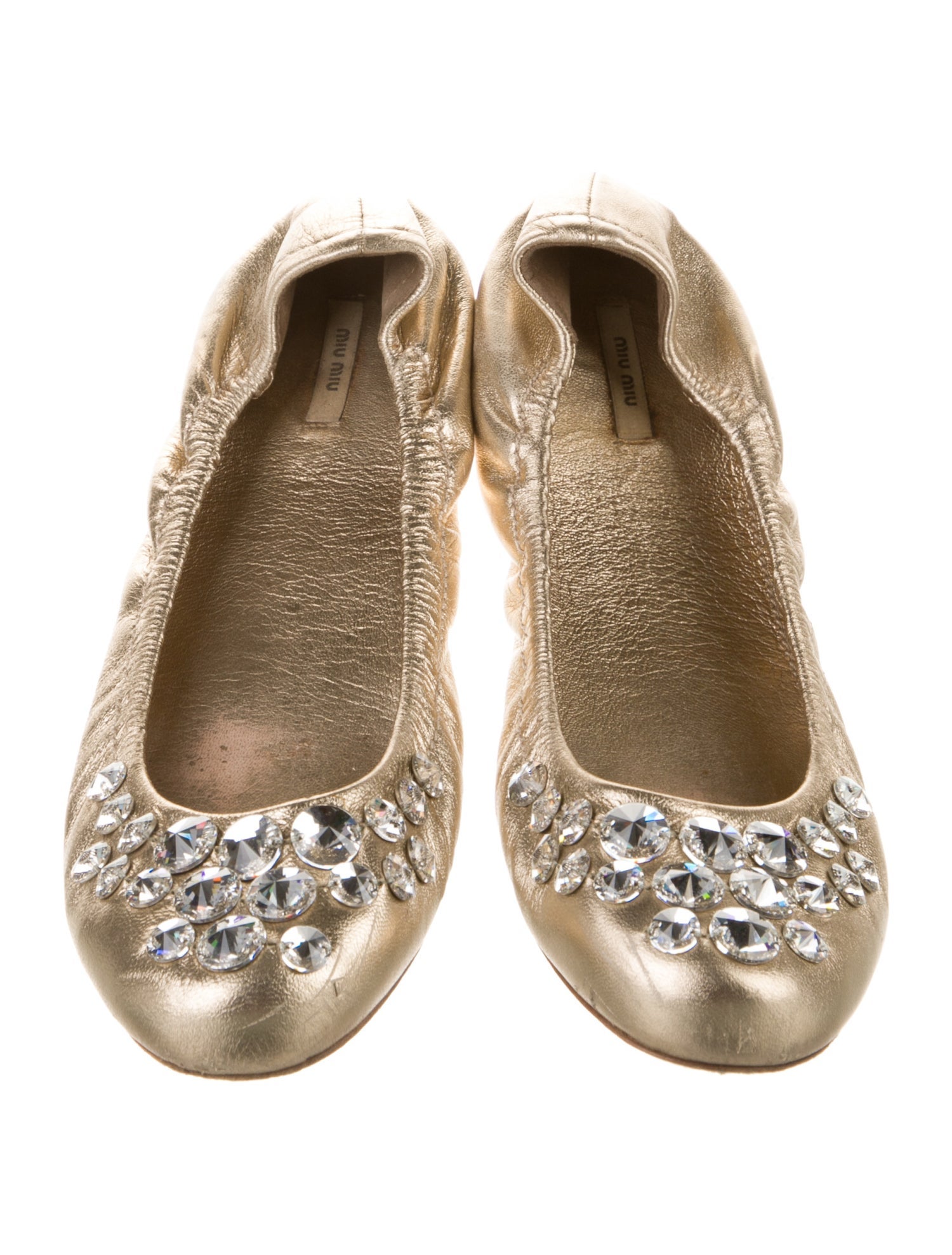 Miu Miu Leather Bow Accents Ballet Flats